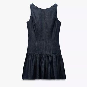 Zara Dark Blue Denim Dress with Open Back